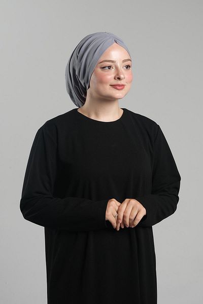 HÜRREM BONE Γκρι καπό Hijab - Practical Ready, Snap-on, Sandy Gathered Casual 2119_15