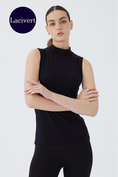 Almila Body de damă - Gât țesut, mânecă zero, bumbac și Lycra Model 2045