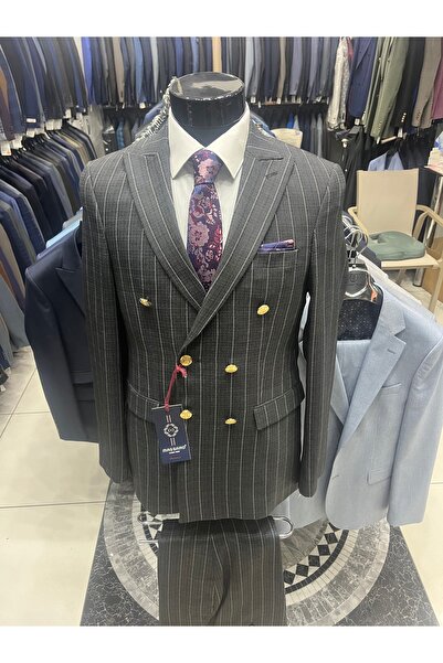 MASSARO Darkesim Смугастий круазе чоловічий вовняний костюм