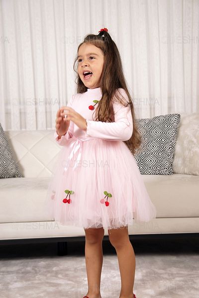 QUESHMA Mobile Cherry Lined Tulle Tutu Girl's Dress