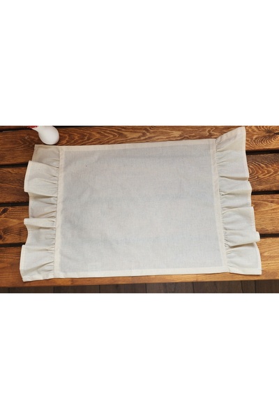 ALTINPAMUK Natural Linen Ruffled Vintage 2-Piece American Serving Beige 30X50