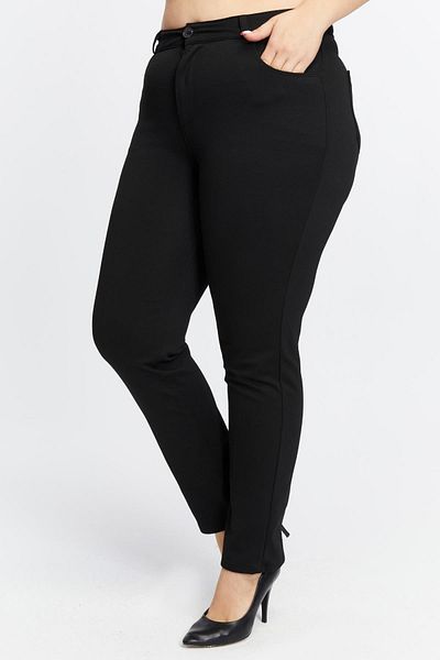 RMG Plus Size Steel Knitted Trousers Black