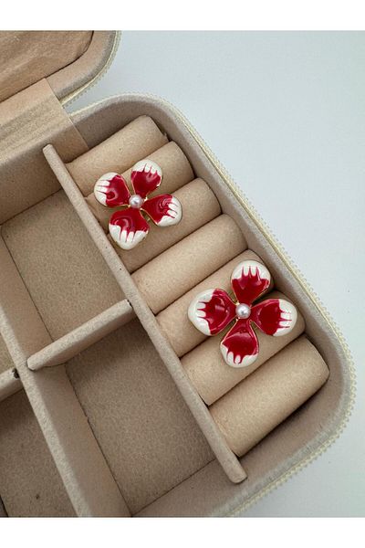 CT STONES Pinterest Model Red Flower Earrings
