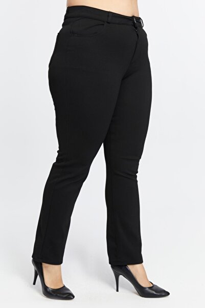 RMG Plus Size Steel Knitted Trousers Black