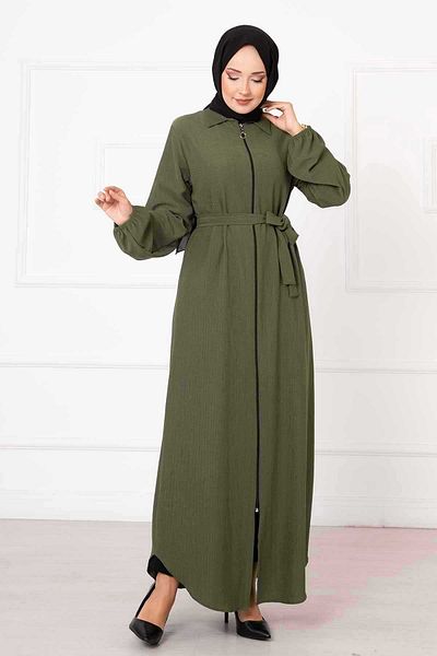 EBRUTESETTÜR Shirt Collar Sleeves Elastic Belted Ferace