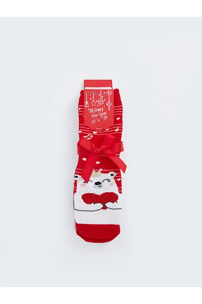 LC Waikiki Lcwk New Year's Themed Girl's Socks 2-Piece