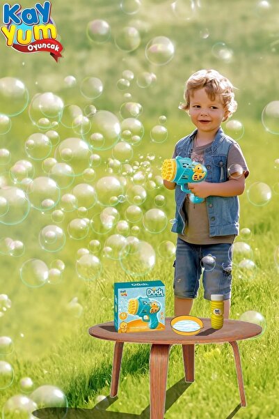 WOODROFFE Pilli Köpüklü Oyuncak Köpük Baloncuk Makinesi Tabancası + Baloncuk Likitli