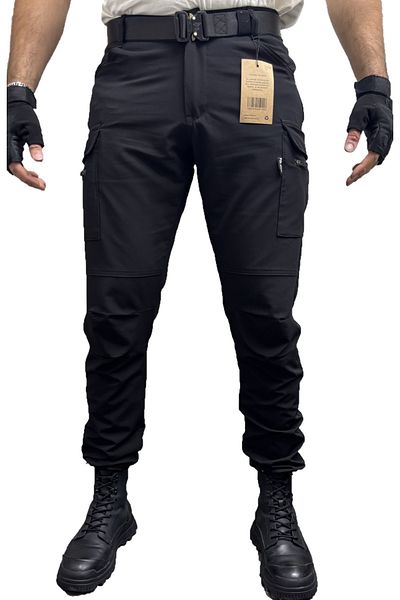 Polviton Men's Combat Tactical Softshell Cargo Pants with Pockets, Slim Fit Black