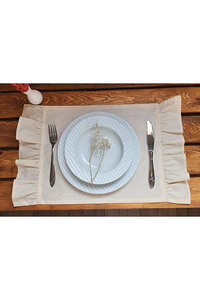 ALTINPAMUK Φυσικό λινό Frilly Vintage 2 τμχ American Service Beige 30x50
