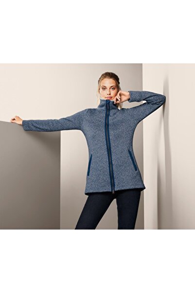 Tchibo معطف نسائي من الصوف المحبوك باللون الأزرق