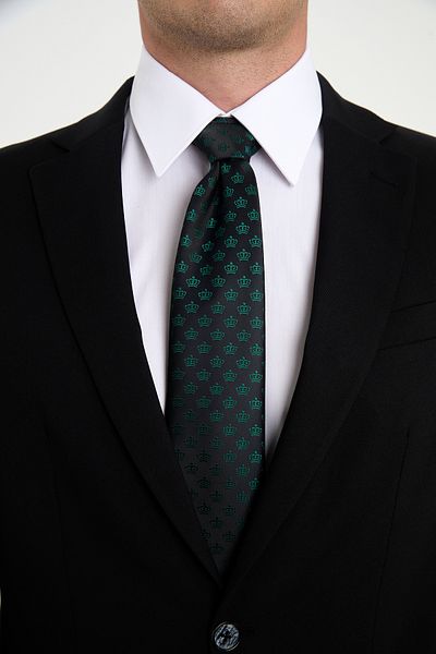 Brianze Crown Patterned Black Green Tie