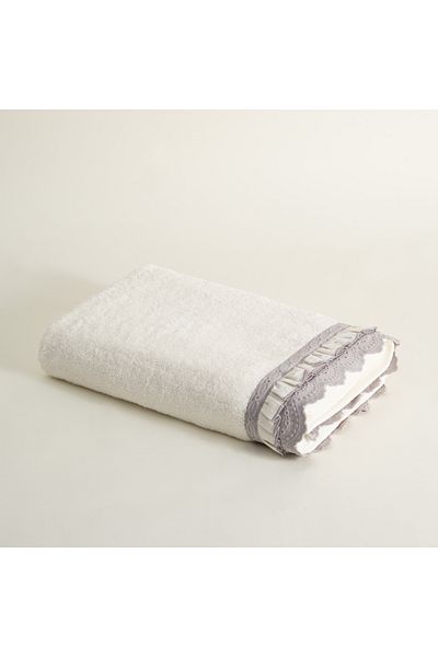 Ecocotton Πετσέτα μπάνιου Alessa 100% οργανικό βαμβάκι με δαντέλα γκρι 80x150 εκ.