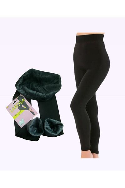 DONLİZZA Black Larosa Plush Thermal Leggings