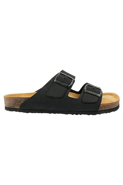 İncim Double Buckle Orthopedic Comfortable Men's Slippers Black/Nubuck