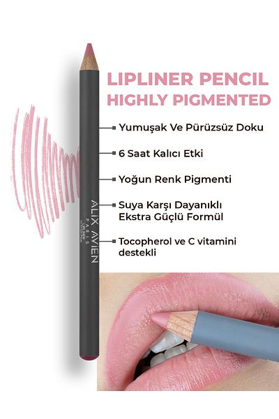 Alix Avien 10 Star Pink Lipliner Pencil - Long-Lasting Moisturizing Lip Liner
