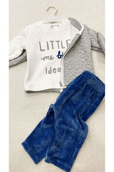 Cassiope 3 Piece Baby Tracksuit Set - Cardigan, Sweatshirts and Velvet Bottoms