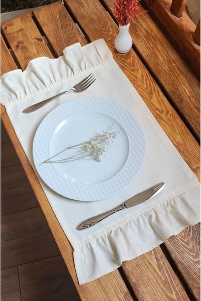 ALTINPAMUK Ανοιξιάτικο λινό 2 άκρων Frilly Cream Vintage 2 τμχ American Service 30x50