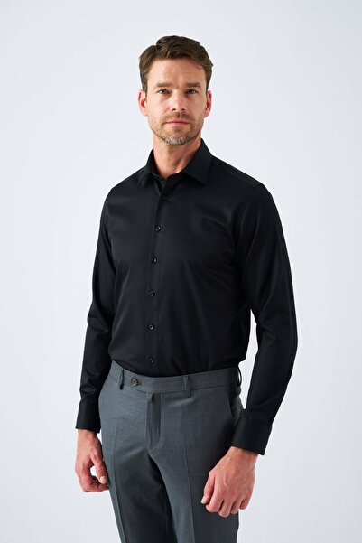 Paşahan Не потребує прасування Non Iron 100% бавовна Класичний комір Сатен Чоловіча сорочка