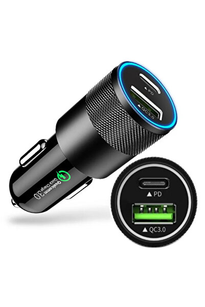 Enshall Iphone Uyumlu Toplam 40 W Type-c Ve Usb Girişli Araç Çakmaklık Hızlı Şarj Aleti (20W+20W)