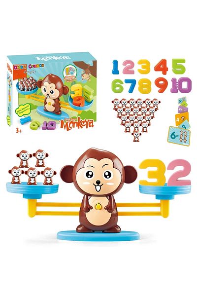 Doğan Oyuncak Dünyası Monkey Balance Educational Game - Process Card Math Tutorial Kit