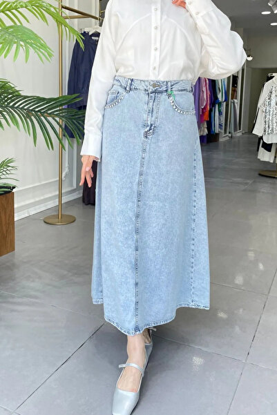 Missemramiss Джинсова спідниця з обробкою каменем