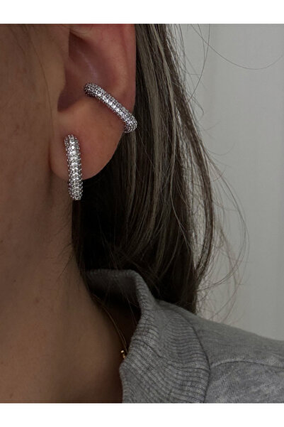 bijuxbymrv Zirkon Taşlı Kalp Earcuff (Kıkırdak Küpesi)