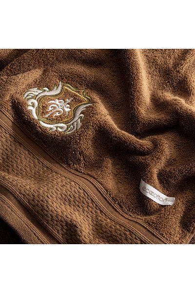 Ecocotton Πετσέτα μπάνιου Farah Ανδρική 100% οργανικό βαμβάκι κεντημένη καφέ 80x150 εκ.