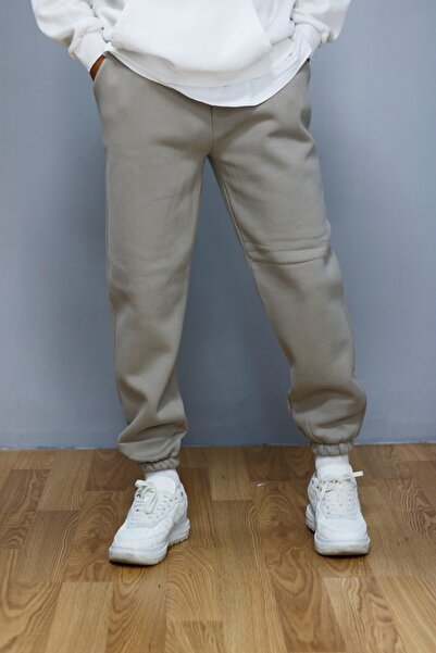 MODA Unisex Three Thread Raised Sweatpants Beige