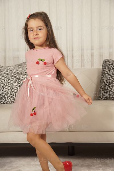 QUESHMA Mobile Cherry Lined Tulle Tutu Girl's Dress