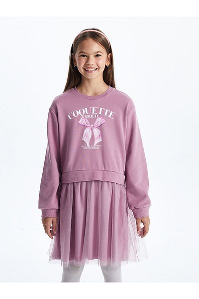 LC Waikiki Lcwk Crew Neck Printed Girls' Dress