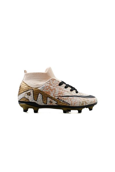 LALİGA Laliga Children's Football Boots - Fkrp-Beige-Black-Patterned Colorful Grass Floor