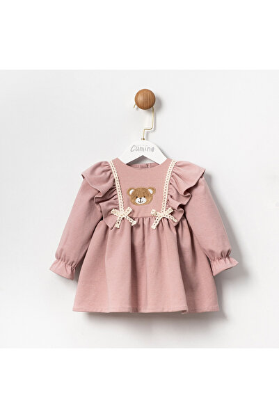 Cumino فستان صوفي باودر مينك للبنات 6-9 - 9-12-18-24 شهرًا