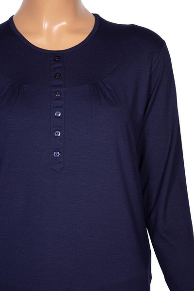 Pıtırcık Cimariva Women's Arsu Plus Size Robe Ornamental Buttoned Navy Blue Blouse