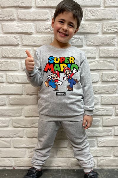 endudu Super Mario Printed Children's Set - Set of 2 100% Cotton Kindergarten-Nursery