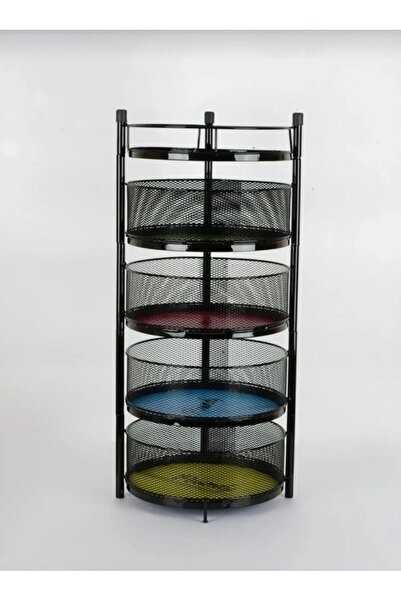 Vespak Sebzelik-meyvelik Siyah Metal Paslanmaz Siyah 4 Katlı Açılır Kapanır D...