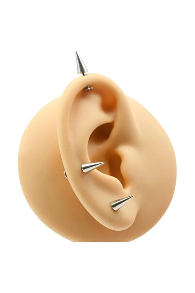 DCPİERCİNG Spayk 5x5mm x 6mm x 1.2mm Çelik Labret Piercing