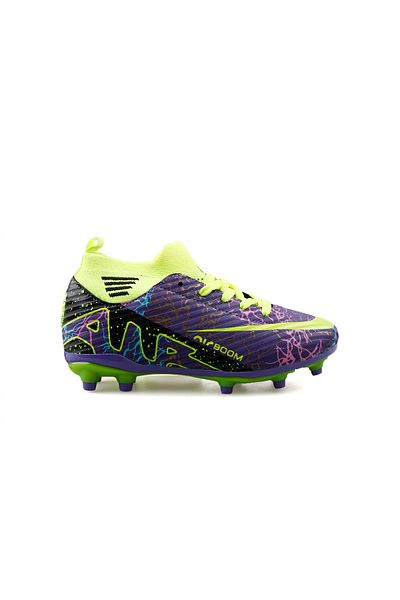LALİGA Laliga Children's Turf Football Shoes - Fkrp-Purple-Yellow-Patterned Colorful
