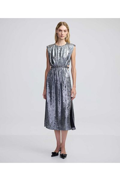 İpekyol Glossy Textured Embroidered Dress