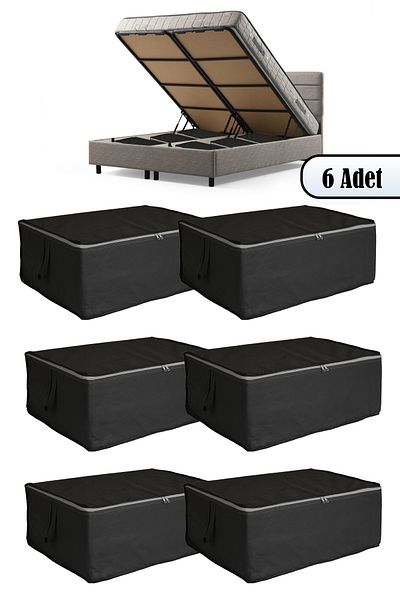 ADARYA HOME 6 Pieces - Underfloor and Sofa Bed Storage 60 X 40 X 22 cm (Grey-Plain)