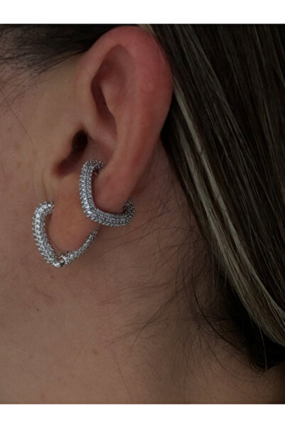 bijuxbymrv Zirkon Taşlı Kalp Earcuff (Kıkırdak Küpesi)