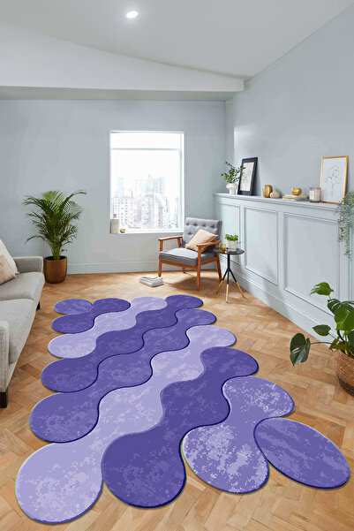 Viyana Home Dijital Baskılı Kaymaz Taban Yıkanabilir Lazer Kesim Yolluk Salon Halısı