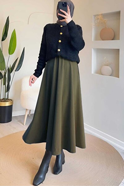 CNG MODA Fustă Hijab evazată pentru femei Scuba Fabric