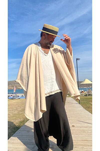 arslan deco Fleece Poncho, Style Poncho, Designer Jacket, Shepherd's Stitching Poncho