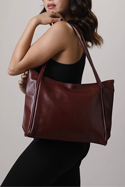 Mojeva Γυναικεία τσάντα ώμου από μαλακό δέρμα μπορντό