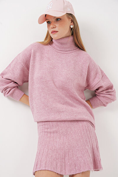 Bigdart 15891 Σετ πουλόβερ και φούστα ροζ πλεκτά