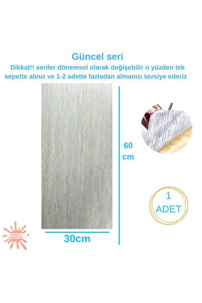 Renkli Duvarlar Bs1741 - Flexible Adhesive, Marble Pattern 60X30Cm Bathroom Wc Wall Cover Panel
