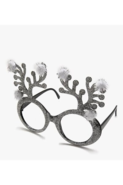 Genel Markalar Gri Simli Geyik Boynuzu Ponponlu Yılbaşı Gözlüğü