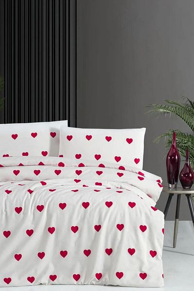 Sheri Home Σετ Παπλωματοθήκη Καρδιά Διπλό Σεντόνι 889221969488