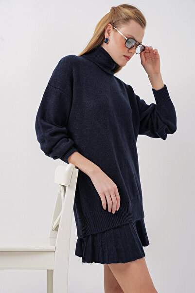 Bigdart 15891 Темно-синій комплект зі светром та спідницею