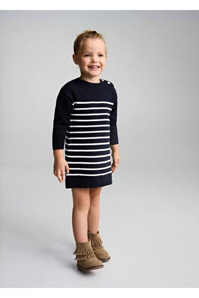 MANGO Baby Ριγέ Πλεκτό Φόρεμα